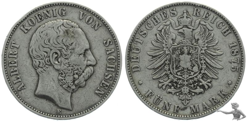 Sachsen 5 Mark 1875 E